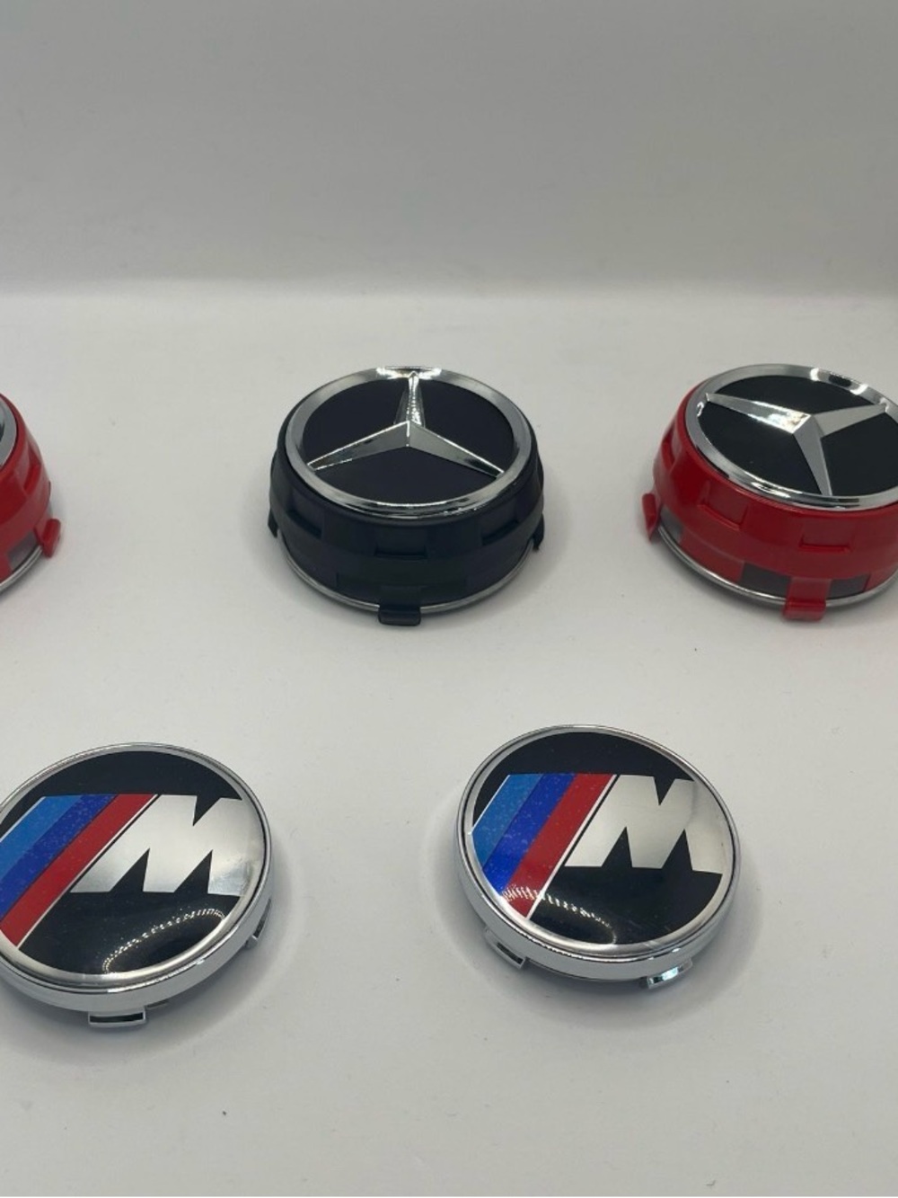 RED Wheel Center Caps - Set of 4 Mercedes 75mm Exposed Cap